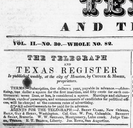 Shepperd Agent for Telegraph and Texas Register